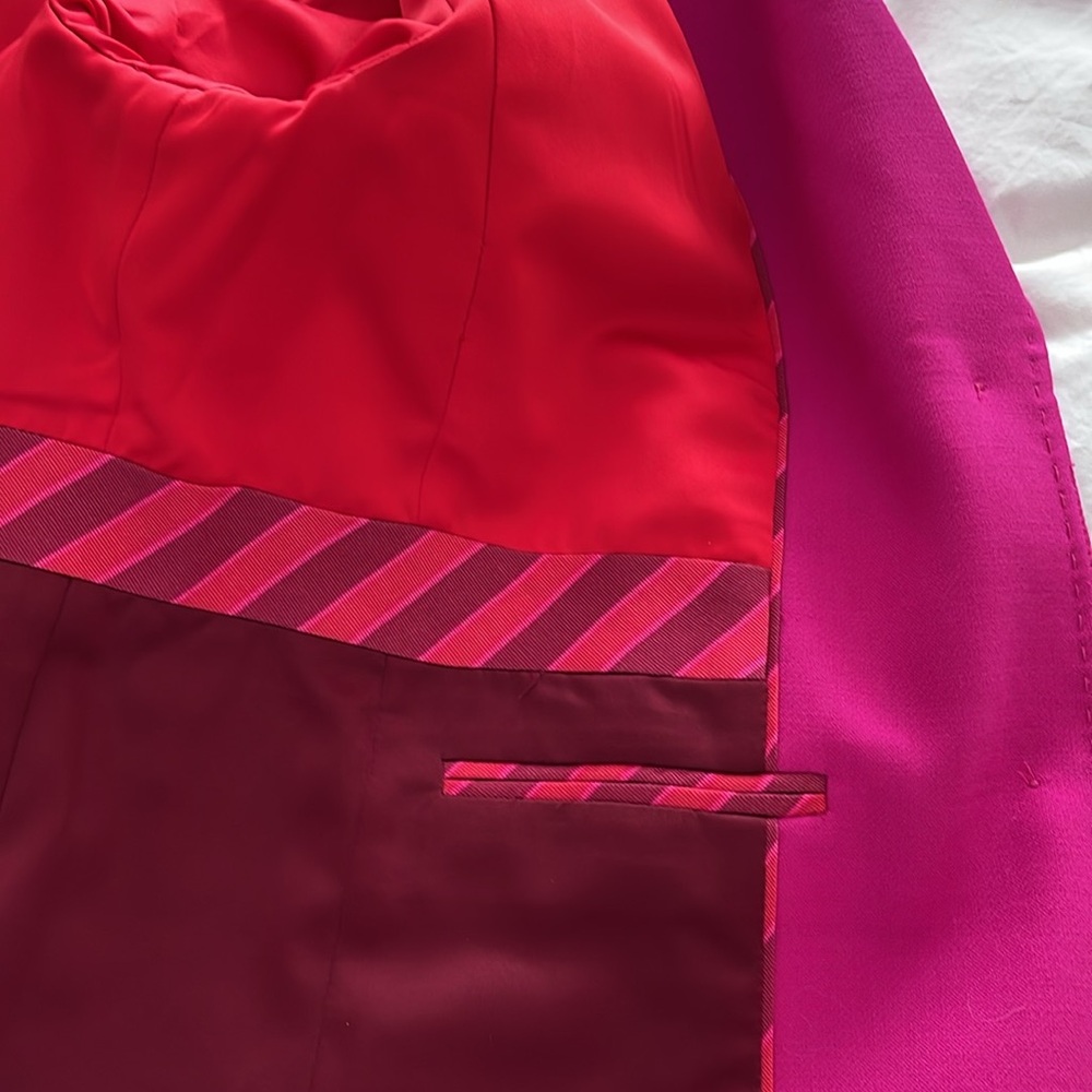 Talbots Limited Edition 2017 Vibrant Pink Wool Blazer w Gold Crest Buttons - Picture 8 of 16